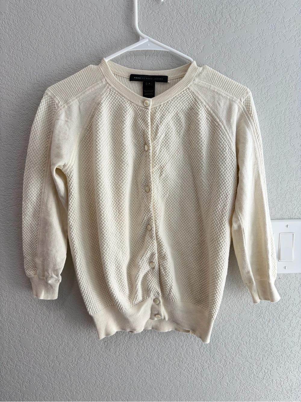 Marc by Marc Jacobs Cream Button-Front Textured Cardigan